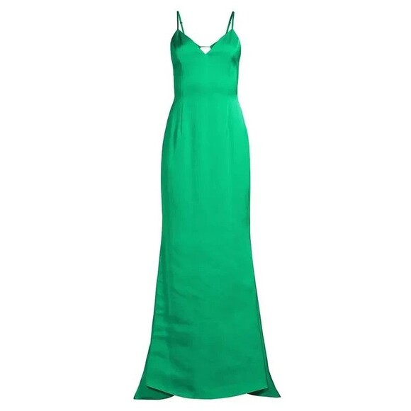 Liv Foster womens Textured Satin Long Mermaid Gown size 6 Summer Green $395 - Picture 7 of 15